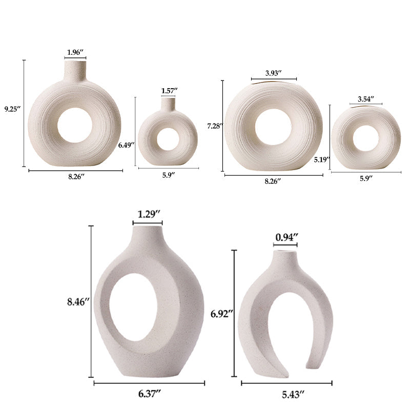 White Ceramic Vases - Decorative Sculptural Set of 2