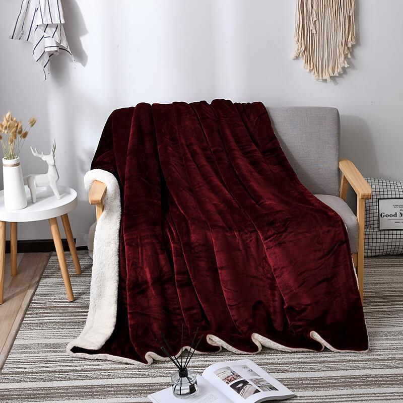Reversible Sherpa Throw Blanket - Flannel and Fluffy Fleece