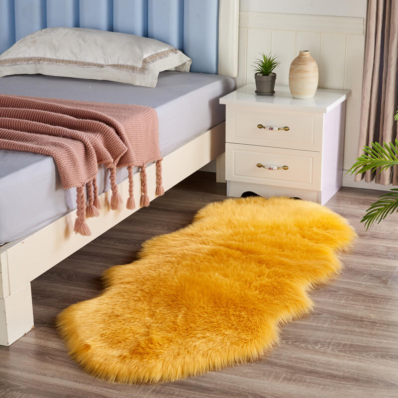 Faux Sheepskin Area Rug - Fluffy Non-Slip Suede Backing