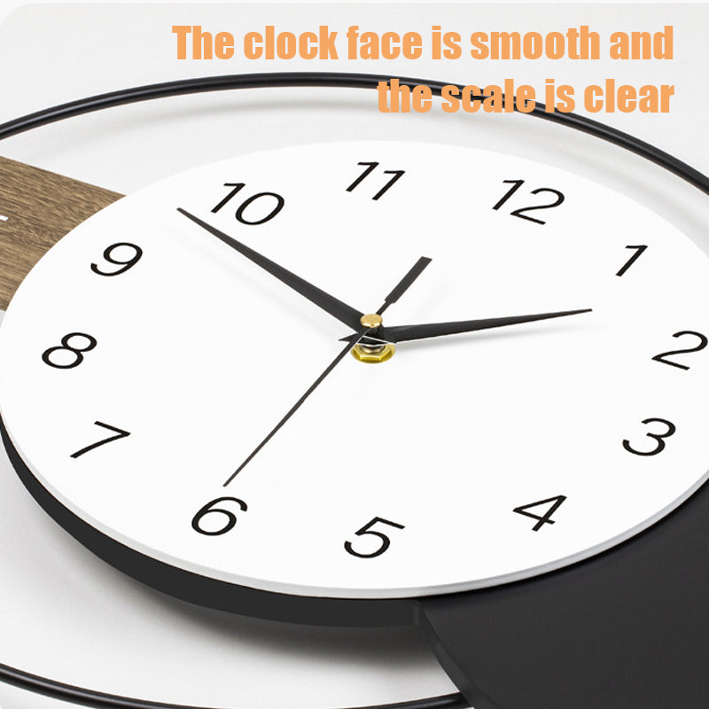 Modern Wall Clock - Iron Frame and Solid Wood Dial