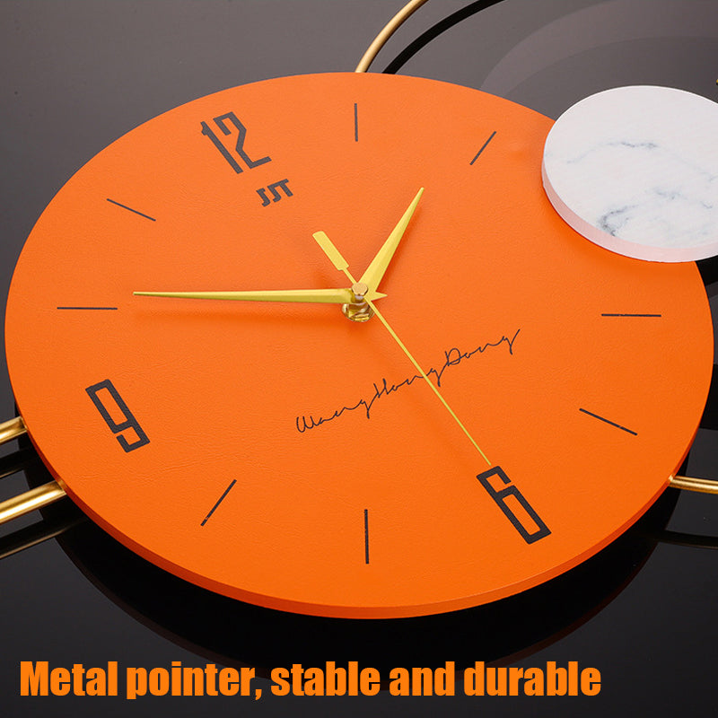 Modern Wall Clock - Metal Frame and Solid Wood Dial