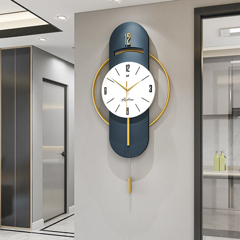 Modern Pendulum Wall Clock - Iron Frame with Silent Sweep Movement