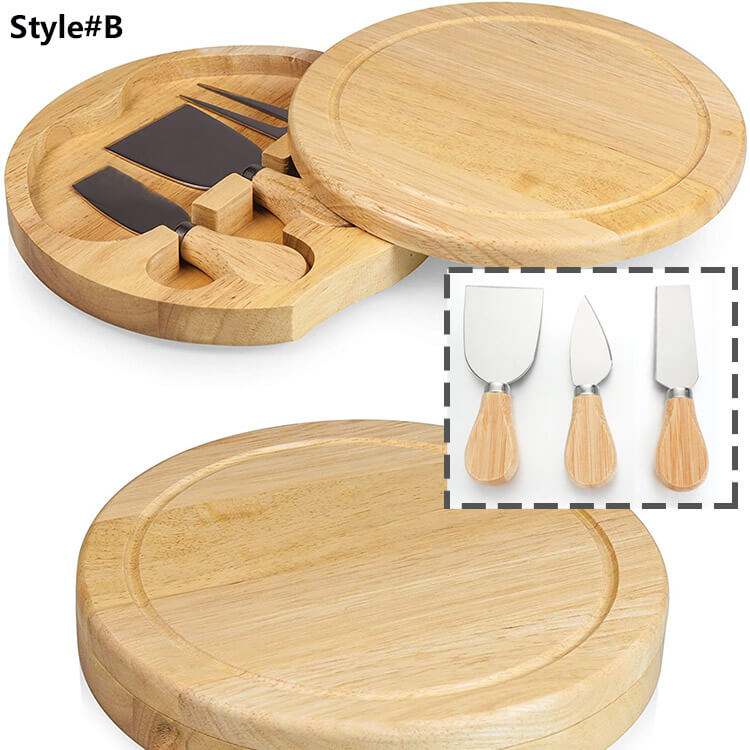 Swivelling Bamboo Cheese Board - Hidden Knife Storage Set