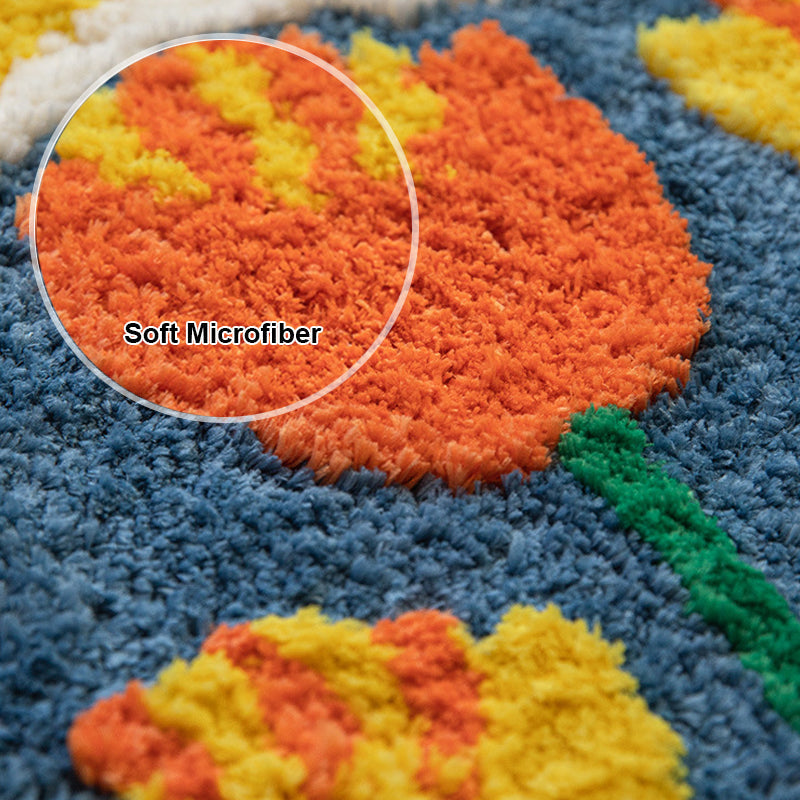 Floral Bath Mat - Microfibre Polyester with PVC Non-Slip Backing