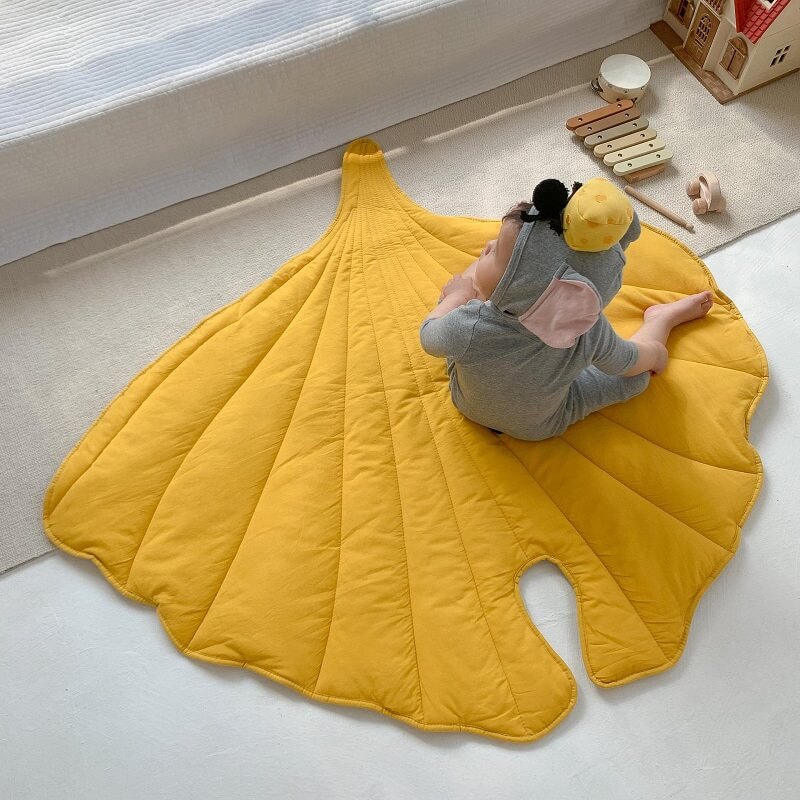 Cotton Leaf Play Mat - Quilted Organic Cotton with PP Filling