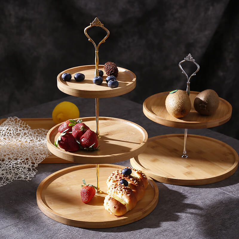 Bamboo Cupcake Stand - 2/3 Tier Round Dessert Display
