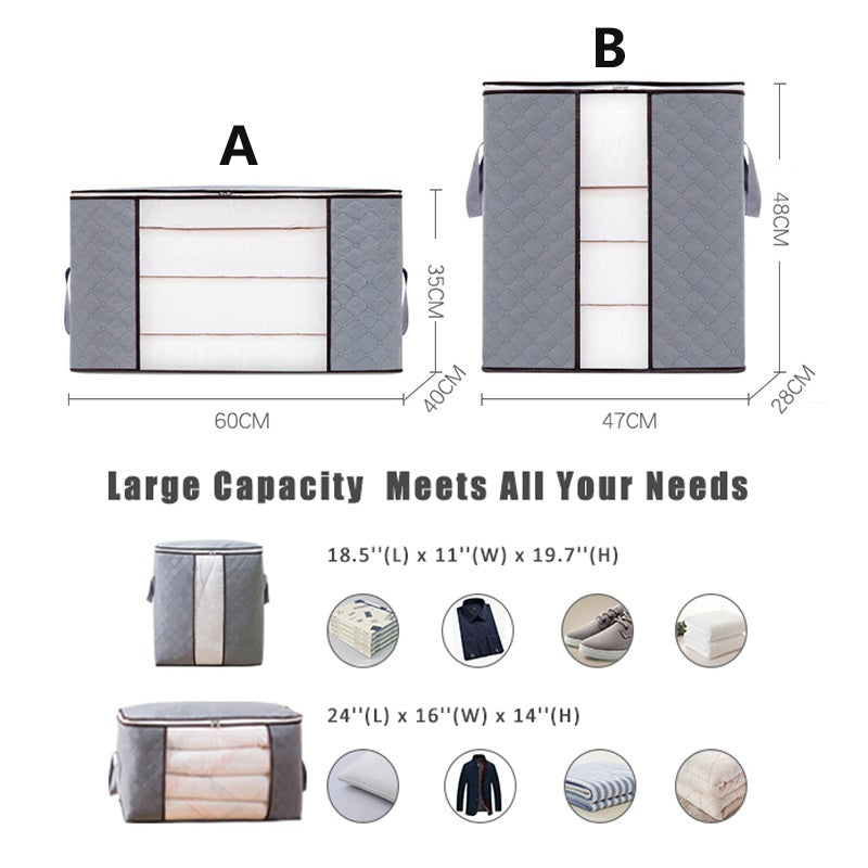 Large Clothes Storage Bags - Non-Woven Fabric 90 L or 100 L Set of 3