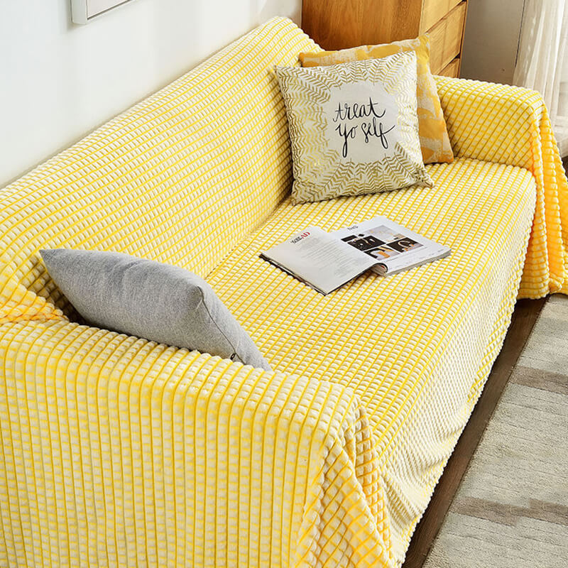Flannel Sofa Throw Blanket - Double-Sided Microfibre Polyester