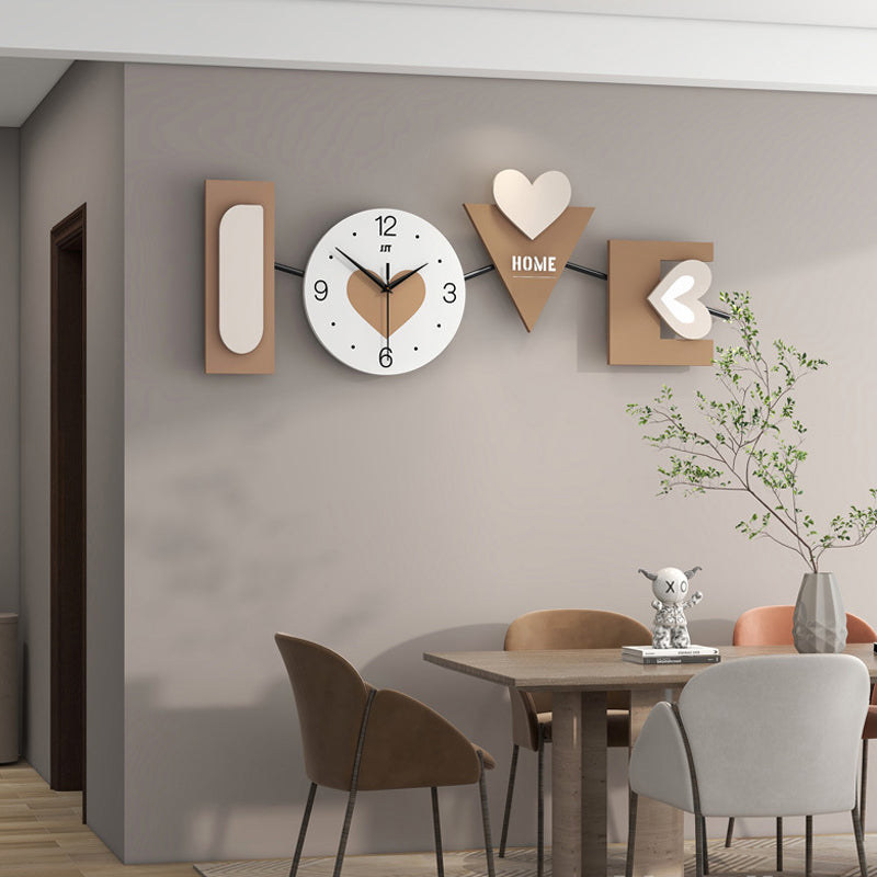 LOVE Heart Wall Clock - Iron and MDF Silent Sweep Design