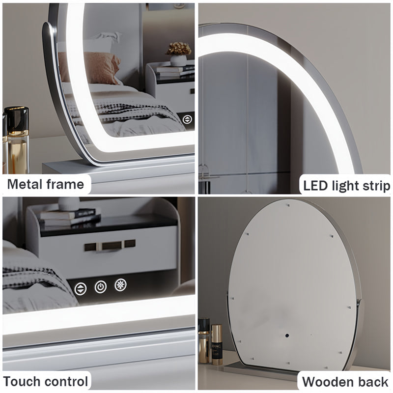 Oval LED Vanity Mirror - 3 Light Modes with Touch Dimming
