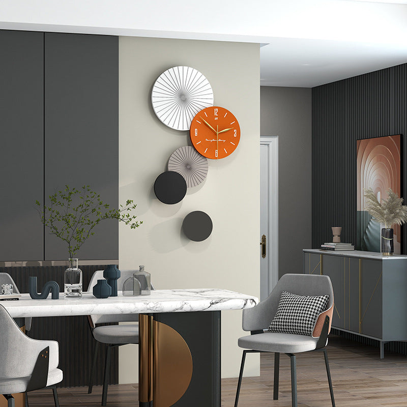 Modern Decorative Wall Clock - Metal and MDF Silent Sweep Design