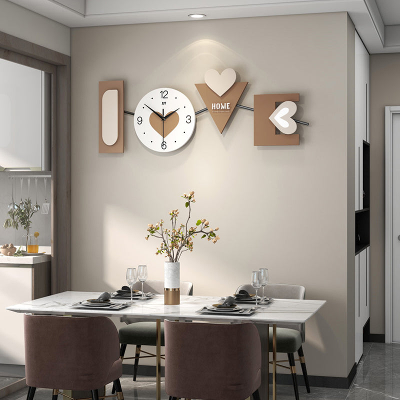 LOVE Heart Wall Clock - Iron and MDF Silent Sweep Design