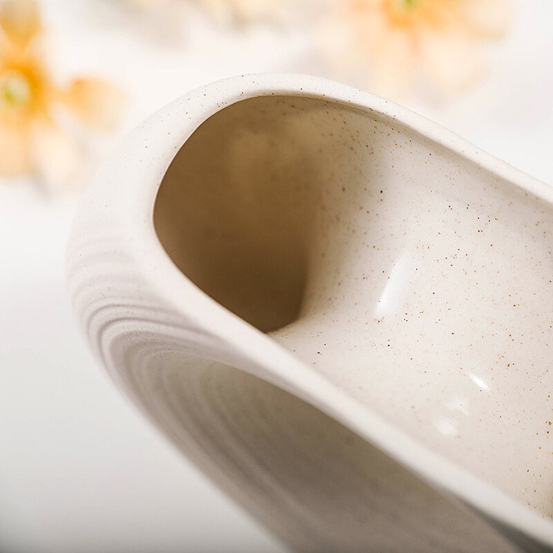 White Ceramic Vases - Decorative Sculptural Set of 2