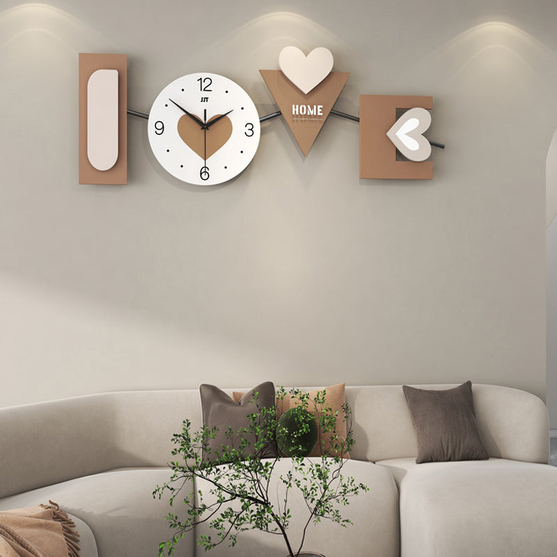 LOVE Heart Wall Clock - Iron and MDF Silent Sweep Design