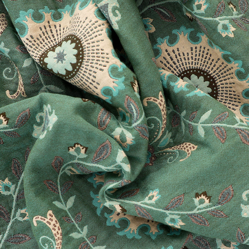 Reversible Cotton Gauze Blanket - Floral Boho Design with Tassels