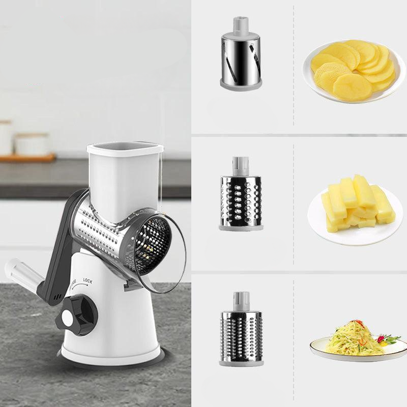 Rotary Kitchen Grater - Manual Slicer with 2 Stainless Steel Drums