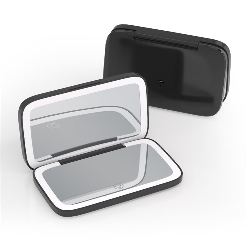 Travel Makeup Mirror - 1X/5X Double-Sided LED with 3 Light Tones