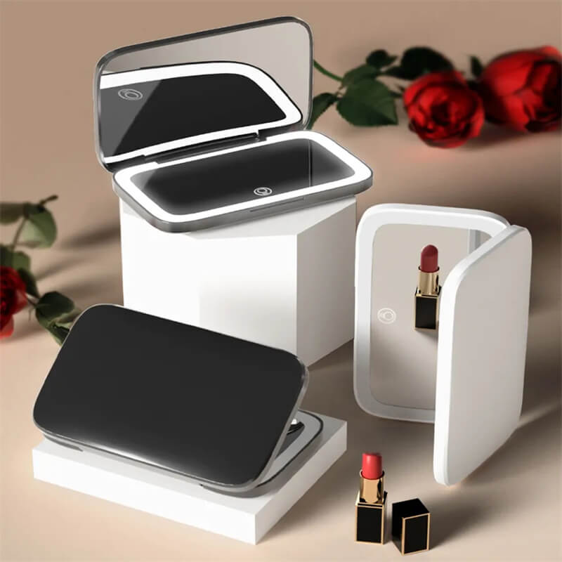 Travel Makeup Mirror - 1X/5X Double-Sided LED with 3 Light Tones