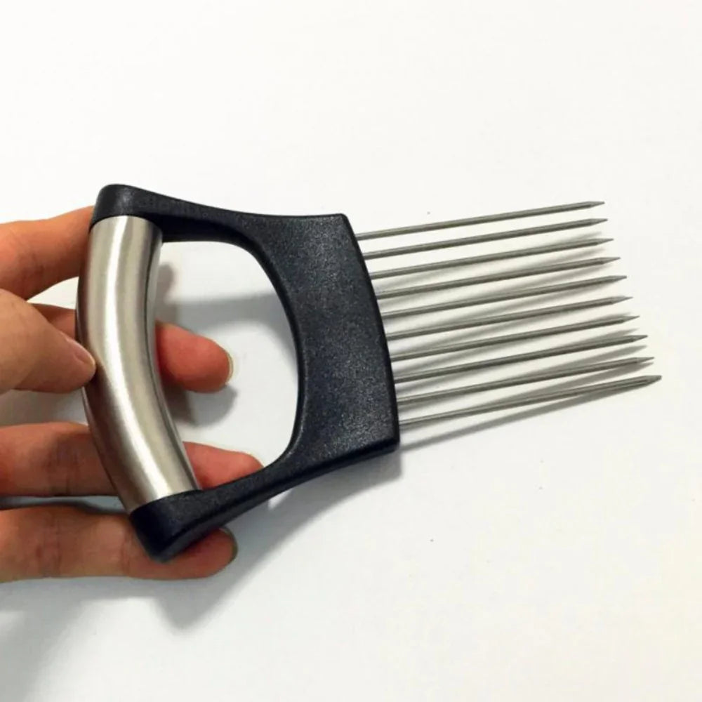 Food Slicing Holder - Stainless Steel Cutting Guide with ABS Grip