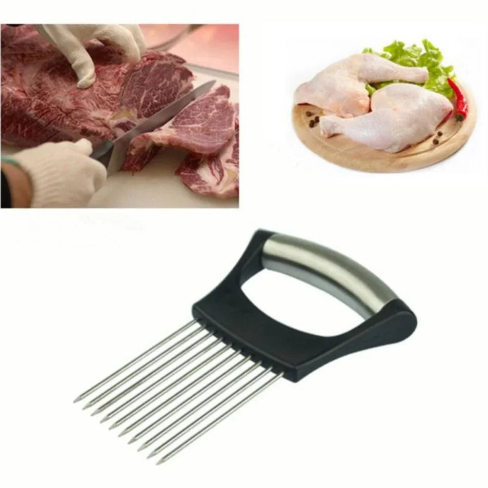 Food Slicing Holder - Stainless Steel Cutting Guide with ABS Grip