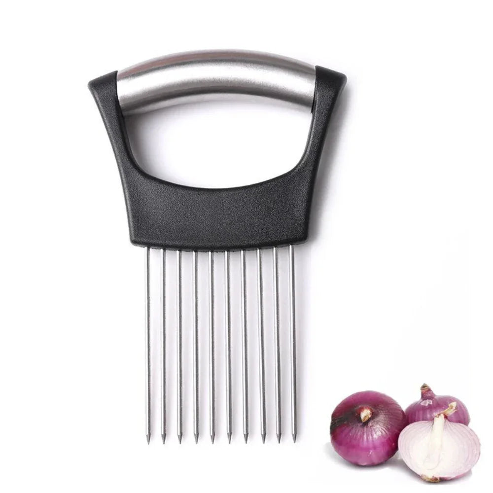 Food Slicing Holder - Stainless Steel Cutting Guide with ABS Grip
