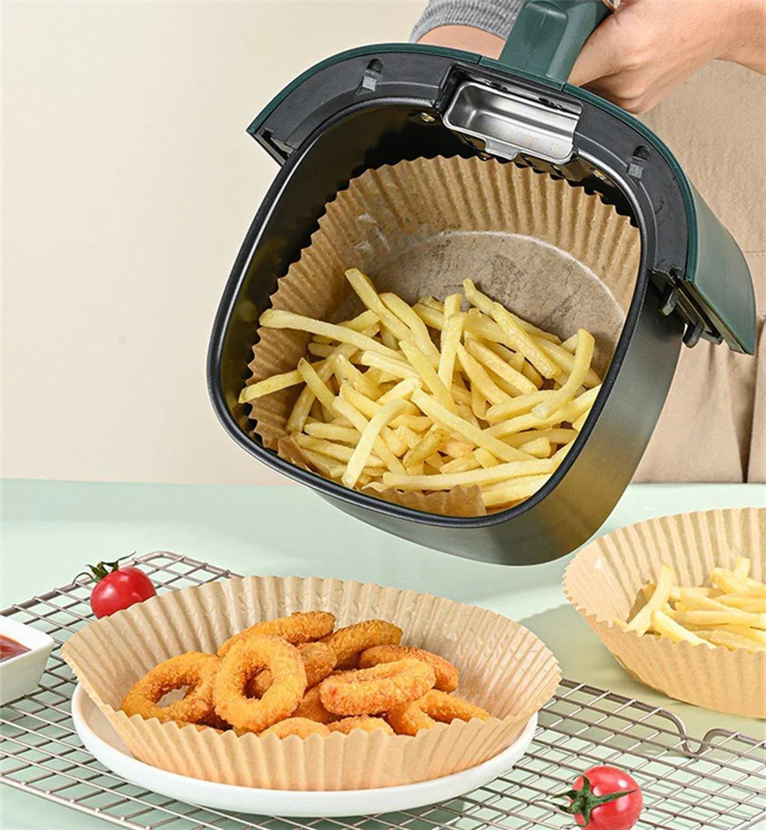 Paper Air Fryer Liners - Disposable 16 cm Basket Liners 100+ Pack