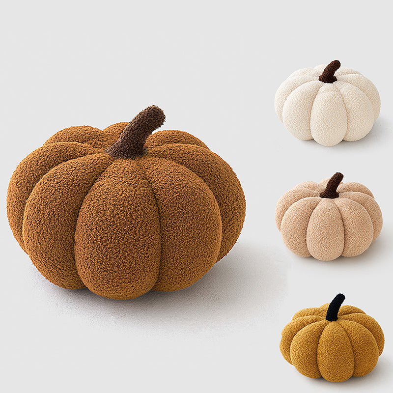 Pumpkin Cushion - Teddy Fleece Decorative Pillow with PP Cotton