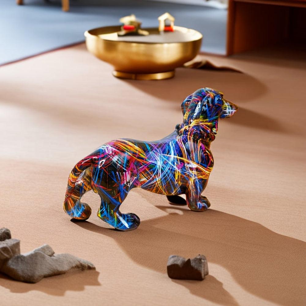 Dachshund Sculpture - Colourful Polyresin Dog Decoration 21 cm