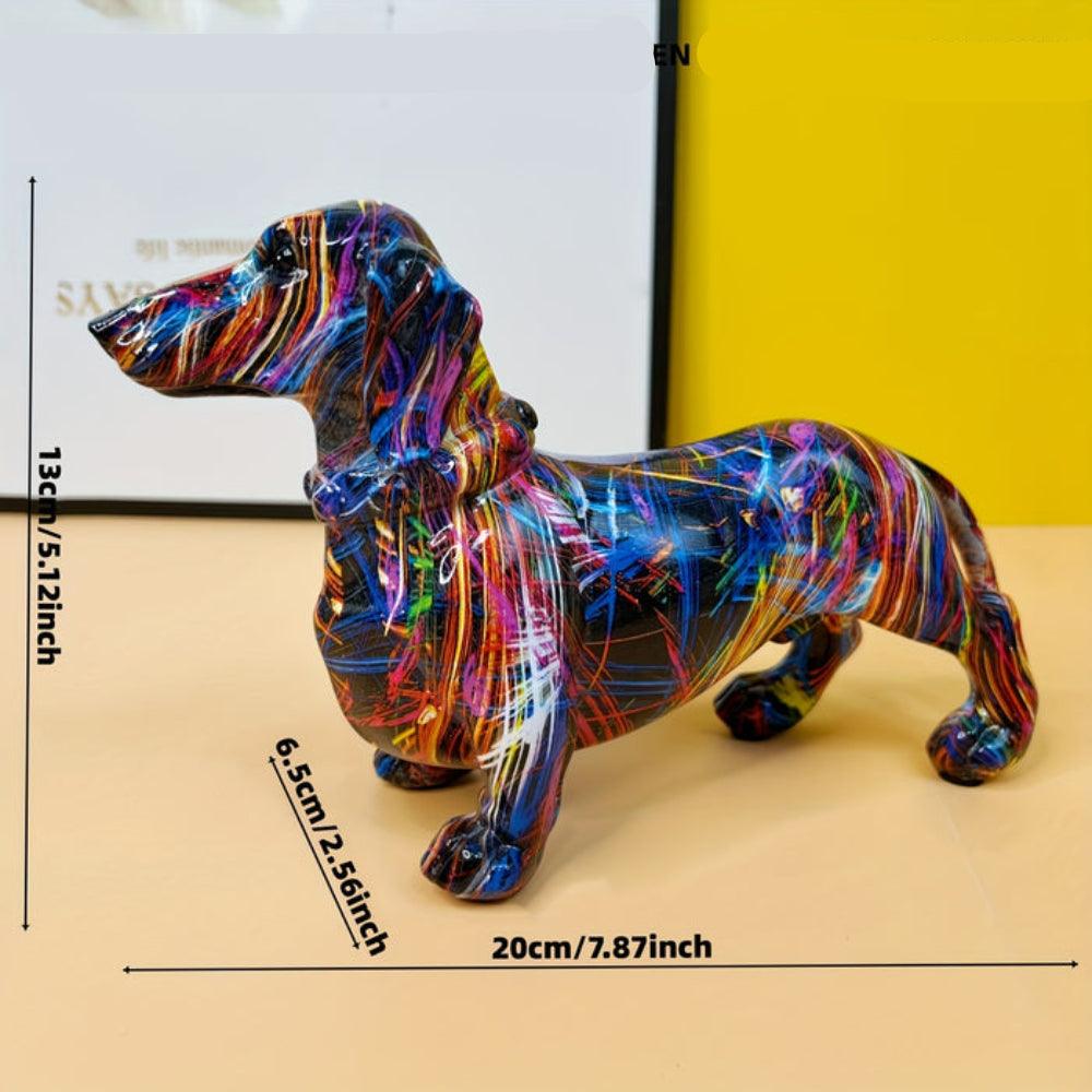 Dachshund Sculpture - Colourful Polyresin Dog Decoration 21 cm