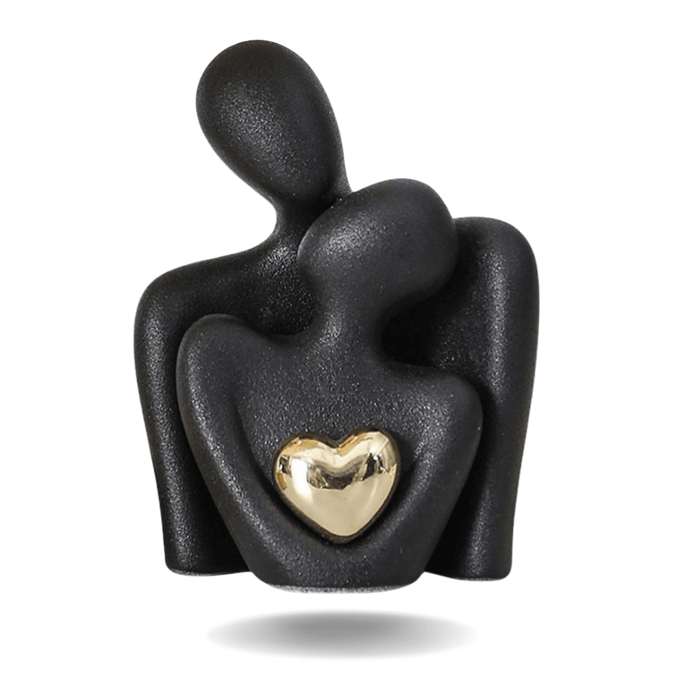 Abstract Ceramic Heart Sculpture - Gold Detail
