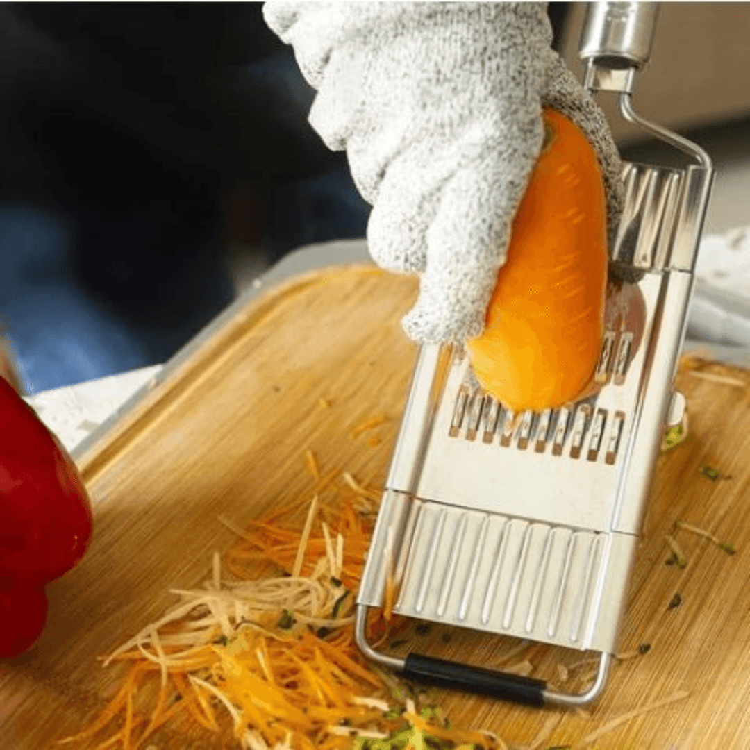 Stainless Steel Kitchen Grater - 4 Interchangeable Cutting Blades