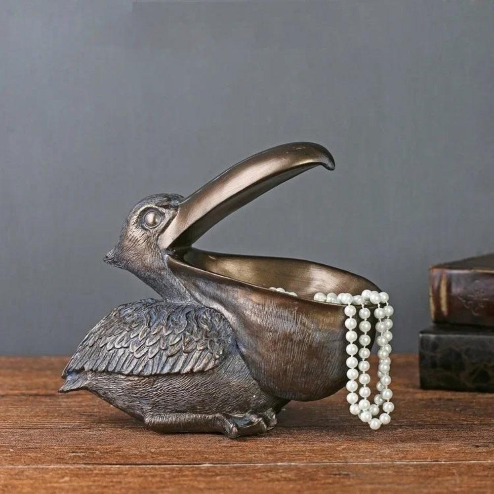 Pelican Storage Sculpture - Resin Decorative Organiser Tray