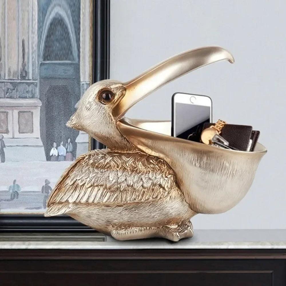 Pelican Storage Sculpture - Resin Decorative Organiser Tray